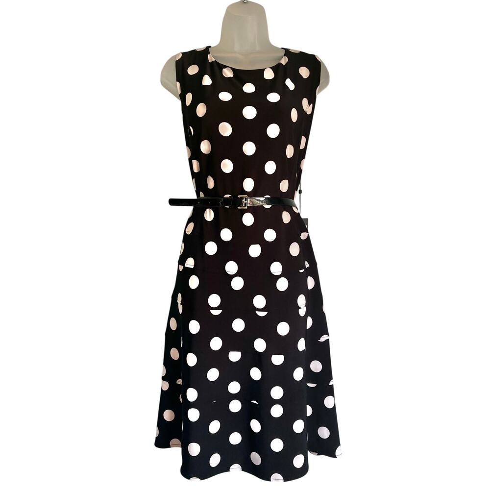 Tommy Hilfiger Dress Polka Dot Black White NWT Size 16
